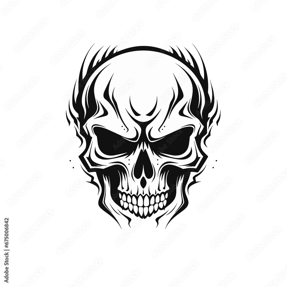Fototapeta premium Minimalist abstract skull with ornament.