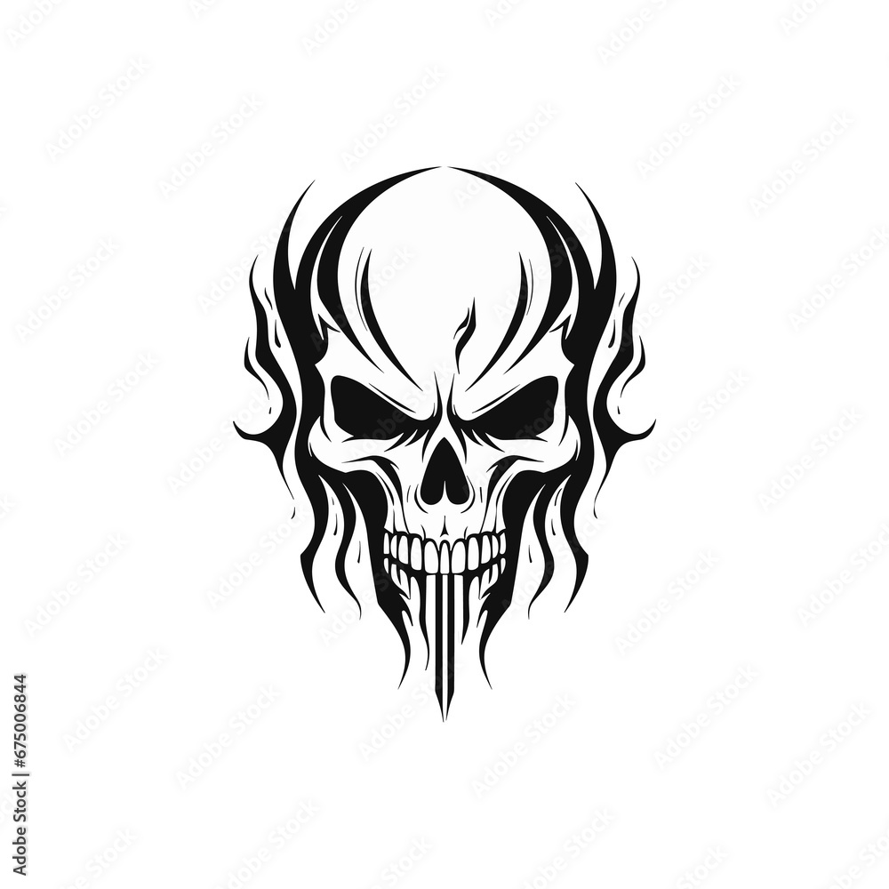 Fototapeta premium Minimalist abstract skull with ornament.