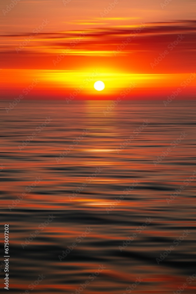 AI generated illustration of A tranquil sunset view over an ocean beach