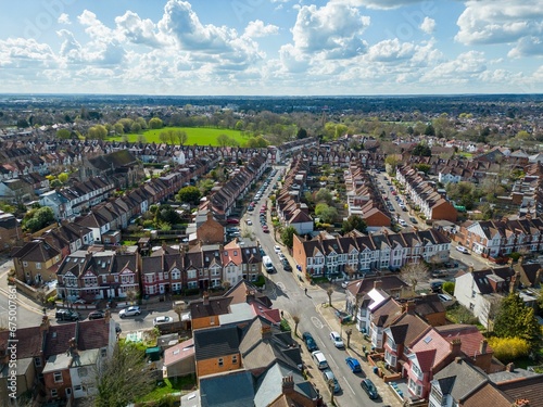 Scenic view of a small town, featuring a landscape of houses, buildings and trees: London photo