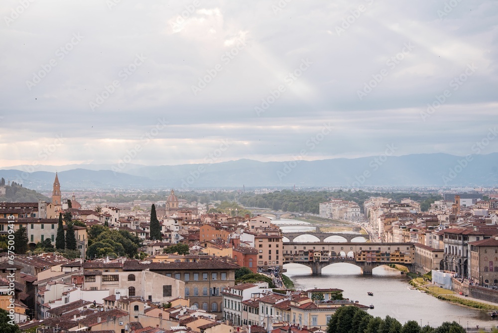 Cityscape of Florence under a cloudy sky in Italy