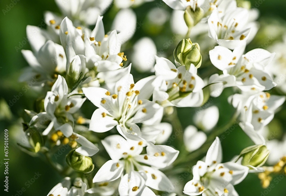 AI generated illustration of a vibrant display of white blooms with bright yellow centers AI generated illustration of a vibrant display of white blooms with bright yellow centers