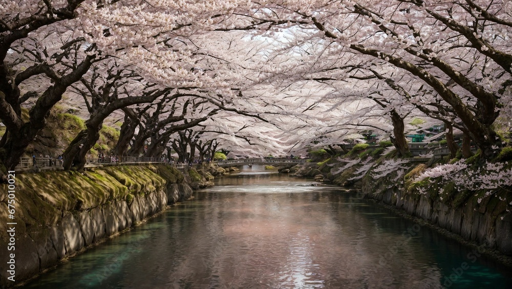 Cherry Blossoms in Full Bloom, AI-generated.