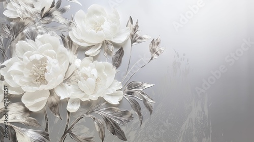 white flowers with outrights of leaves and a gradaing effect photo