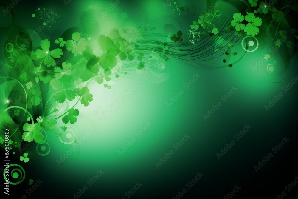 AI generated illustration of a vibrant green background with classic shamrock leaves AI generated illustration of a vibrant green background with classic shamrock leaves