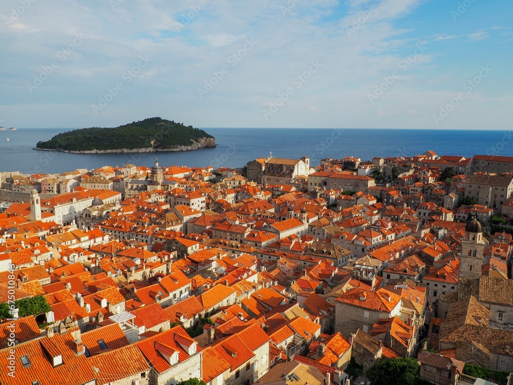 Picturesque aerial view of the cityscape of Dubrovnik, Croatia