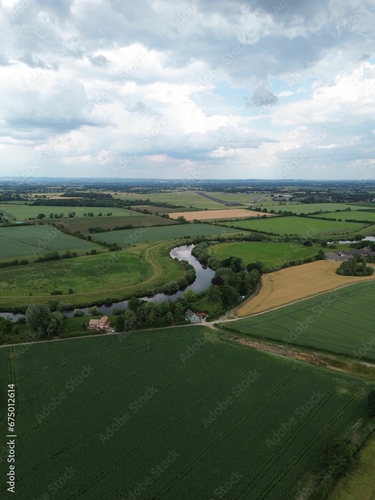 Meander on the river in Thorpe Underwood, view from above