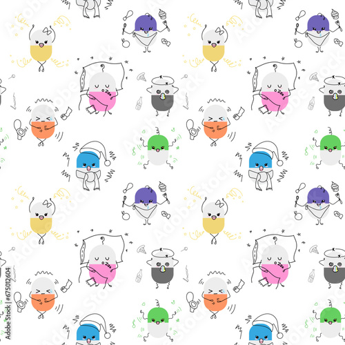 Vitamins for health. They help to recover faster. A living capsule with a cute face, arms and legs.Children's background, children's pattern