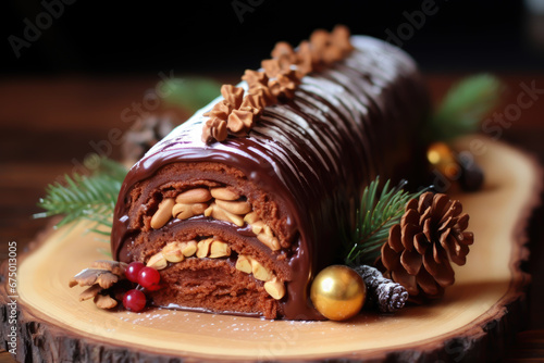 Bche de Nol Yule Log Cake christmas sweet recipes photo