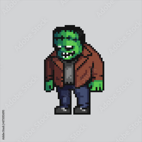 Pixel art illustration Frankenstein. Pixelated Frankenstein. Frankenstein pixelated for the pixel art game and icon for website and video game. old school retro.