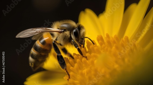 AI-generated illustration of a honeybee on a flower in a field