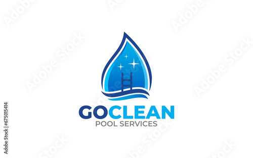Illustration vector graphic of swimming pool cleaning service logo vector template