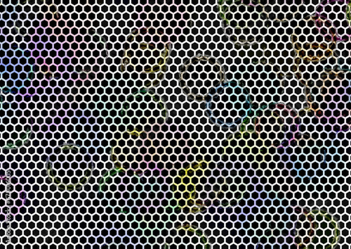hexagonal harmony, a dance of polygons on a textured blue green canvas