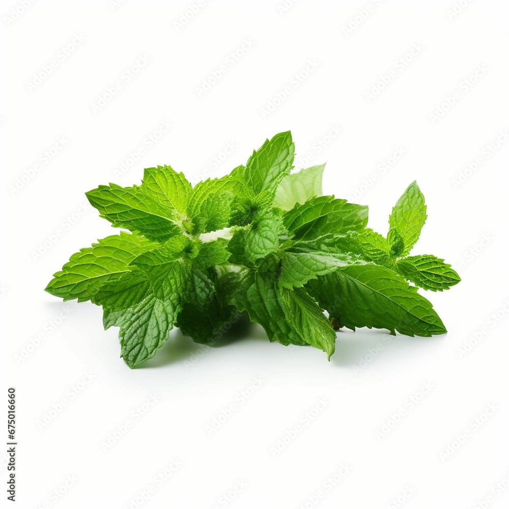 some green leaves are placed on a white surface or table