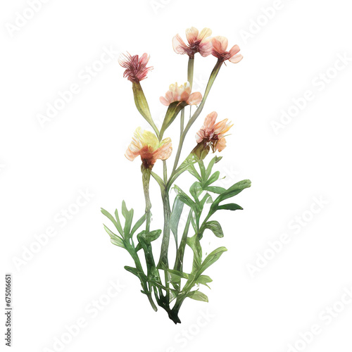 watercolor wildflower flower border isolated on transparent background