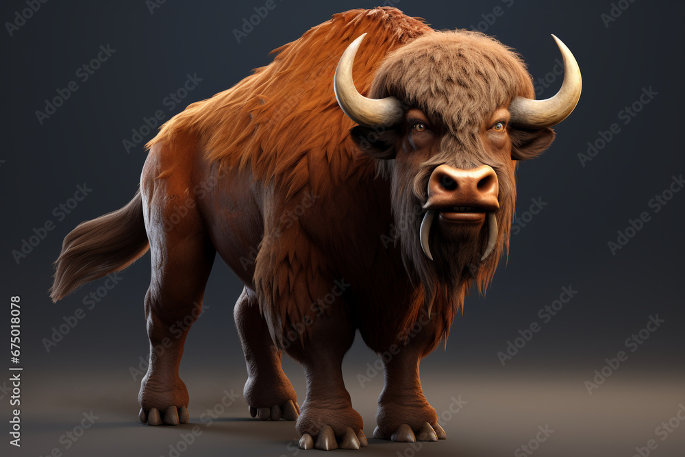 3d Rendered buffalo cartoon character 3d Rendered buffalo cartoon character