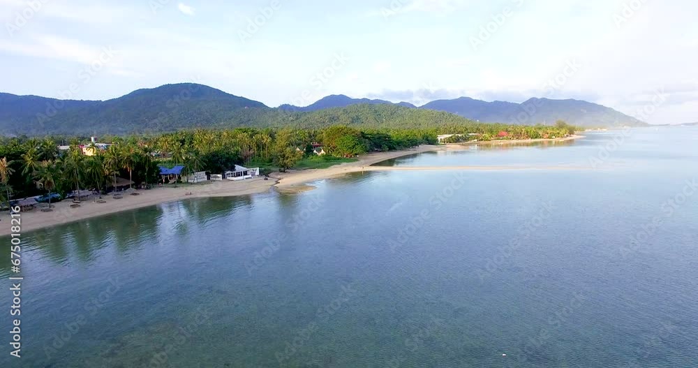 Establish Shot Baan Tai Beach in Koh Samui, Thailand, fly over coast in Asia Establish Shot Baan Tai Beach in Koh Samui, Thailand, fly over coast in Asia