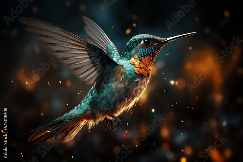 Digital innovation concept with hummingbird flying.  © artpritsadee