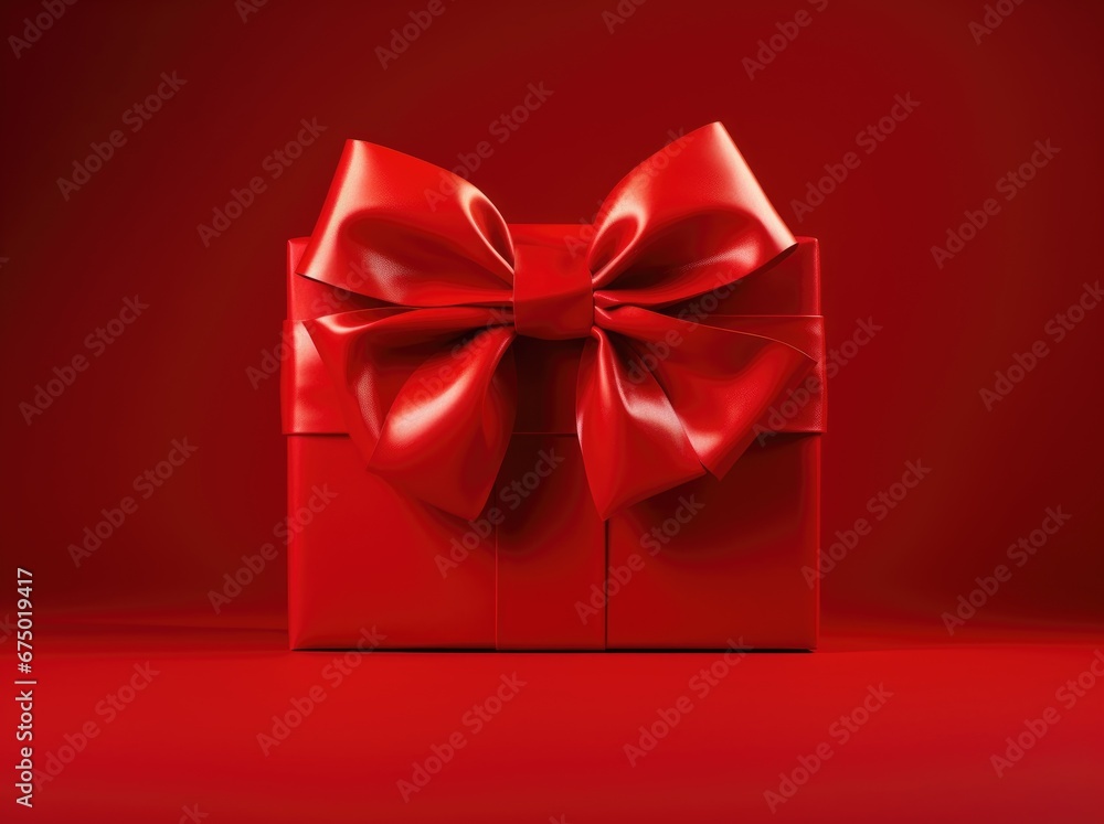red gift box on a red background for Christmas or Valentine's Day red gift box on a red background for Christmas or Valentine's Day