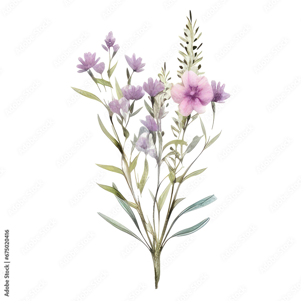 Naklejka premium watercolor flowers wildflower border isolated on transparent background
