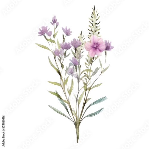 watercolor flowers wildflower border isolated on transparent background