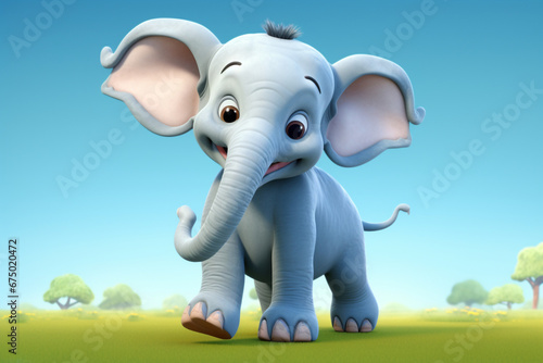 3d Rendered elephant cartoon character