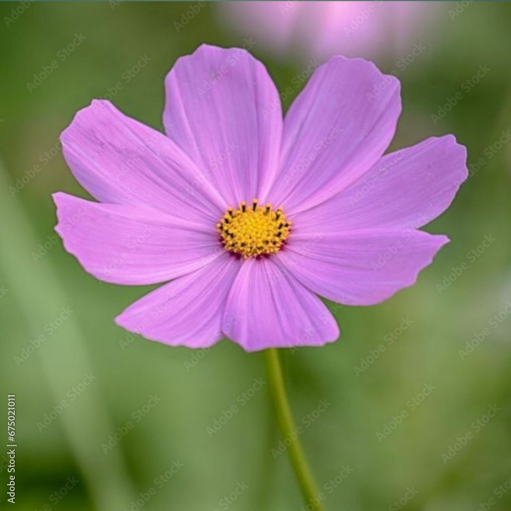 Vivid Cosmea with a small yellow center blooms in a vibrant display