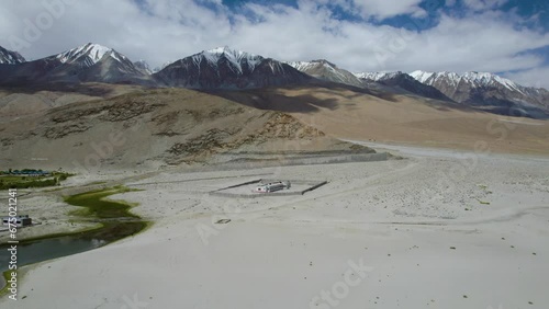 Aerial view of Merak Village of Ladakh, on the southern banks of Pangong Tso photo