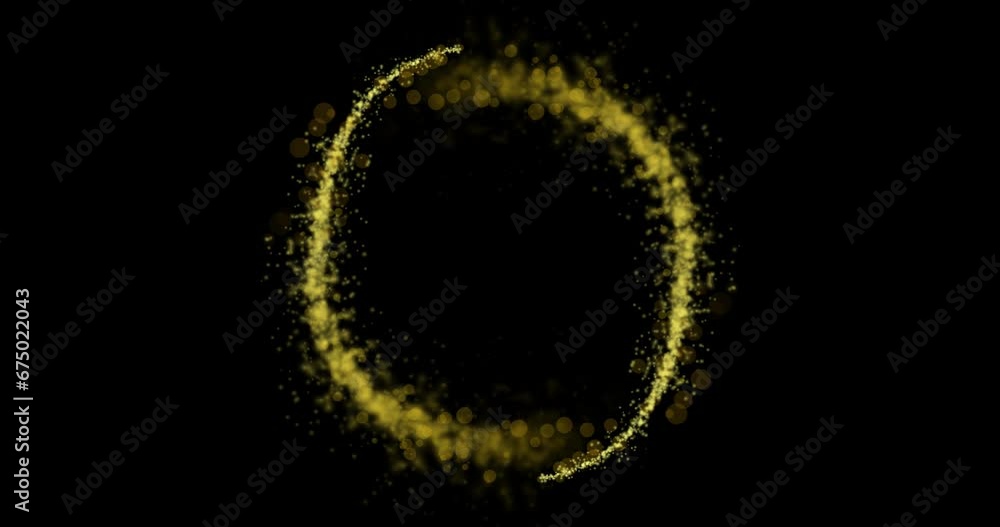 Animation of glowing circle of yellow light trial with copy space on black background Animation of glowing circle of yellow light trial with copy space on black background