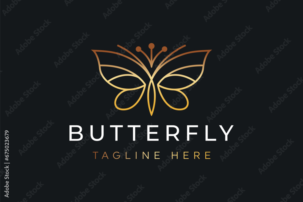 Line Art Gold Butterfly Logo
