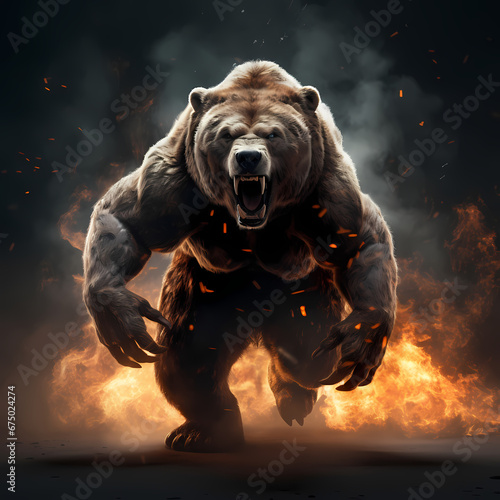 Bear grizzly fire strong spirit