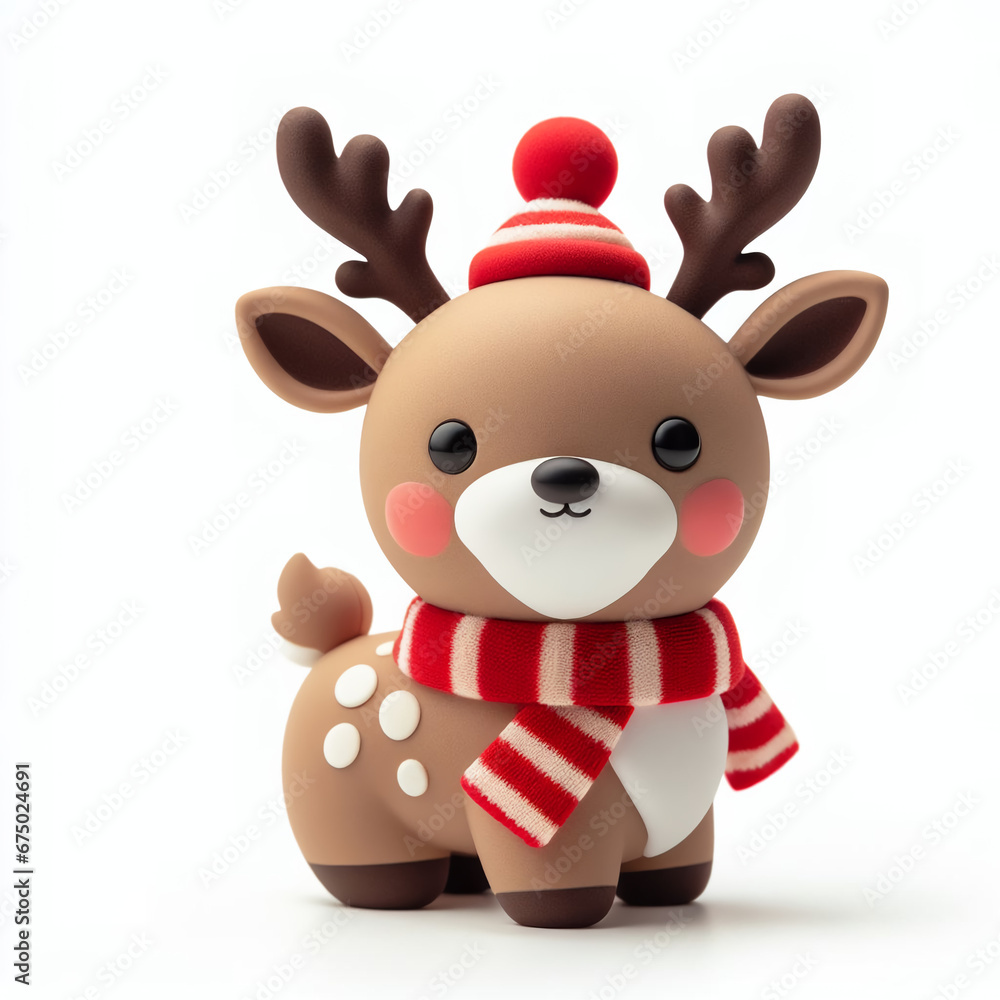 An image of a Christmas reindeer as a toy. The illustration is perfect for Christmas cards, banners, or stickers that celebrate the joy and spirit of the season. An image of a Christmas reindeer as a toy. The illustration is perfect for Christmas cards, banners, or stickers that celebrate the joy and spirit of the season.
