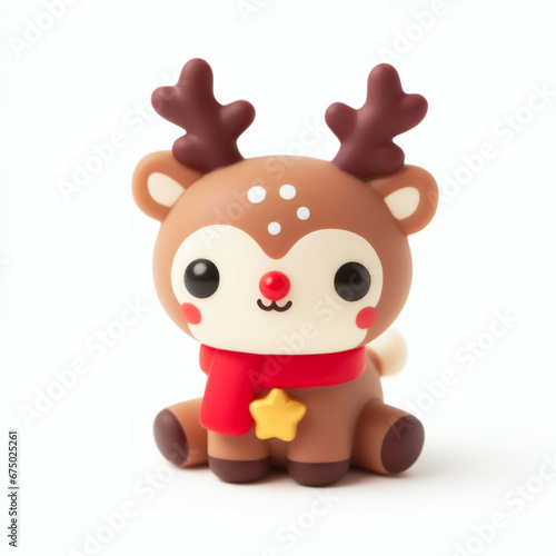 An image of a Christmas reindeer as a toy.  The illustration is perfect for Christmas cards  banners  or stickers that celebrate the joy and spirit of the season.