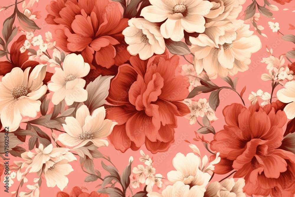 AI generated illustration of pastel-colored flowers as a background
