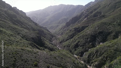 Drone footage over the valley of Ojai on a sunny day in the North of Los Angeles, CA, USA photo