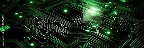 green computer circuit background, generative AI