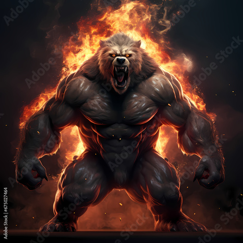 Bear with Strong Fire Spirit © funway5400