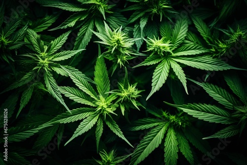 AI generated illustration of lush green marijuana plants photo