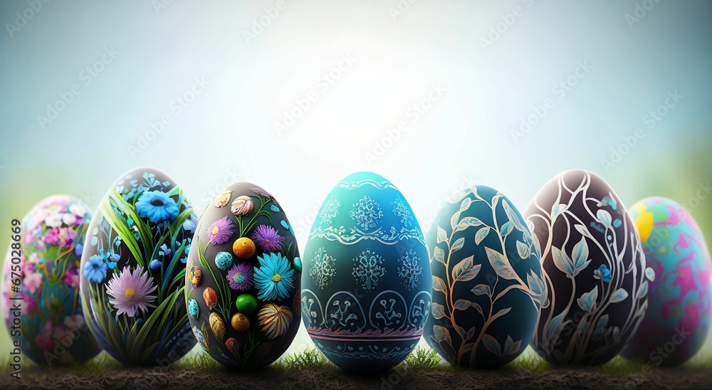 AI generated image of decorated Easter eggs AI generated image of decorated Easter eggs