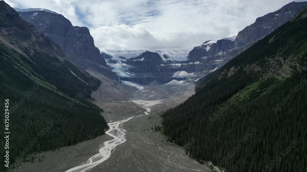Drone flyover towards glacier in Canada Drone flyover towards glacier in Canada