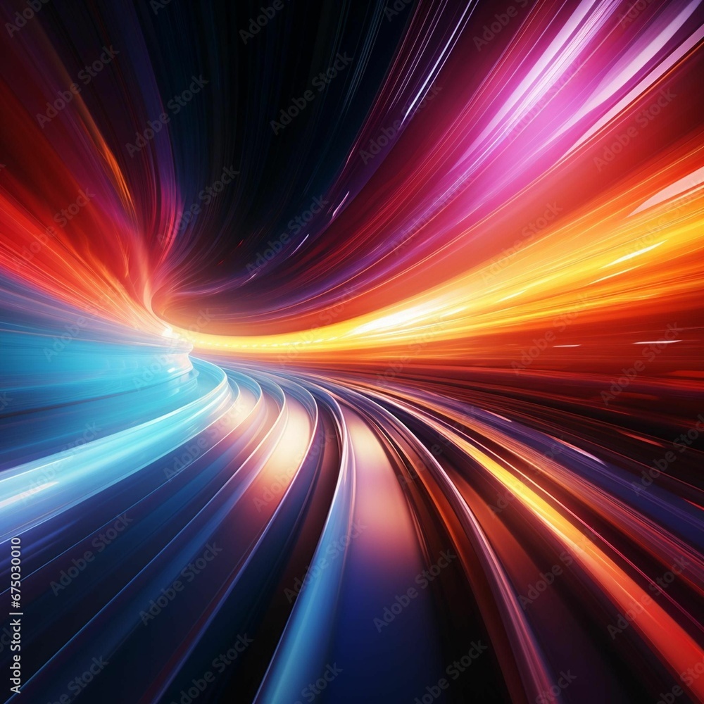 AI generated illustration of a vibrant tunnel of light radiating in a colorful spectrum AI generated illustration of a vibrant tunnel of light radiating in a colorful spectrum