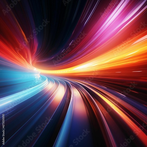 AI generated illustration of a vibrant tunnel of light radiating in a colorful spectrum