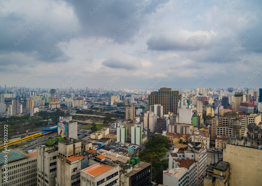 Fototapeta premium Aerial view of buildings in the city center of Sao Paulo - Brazil