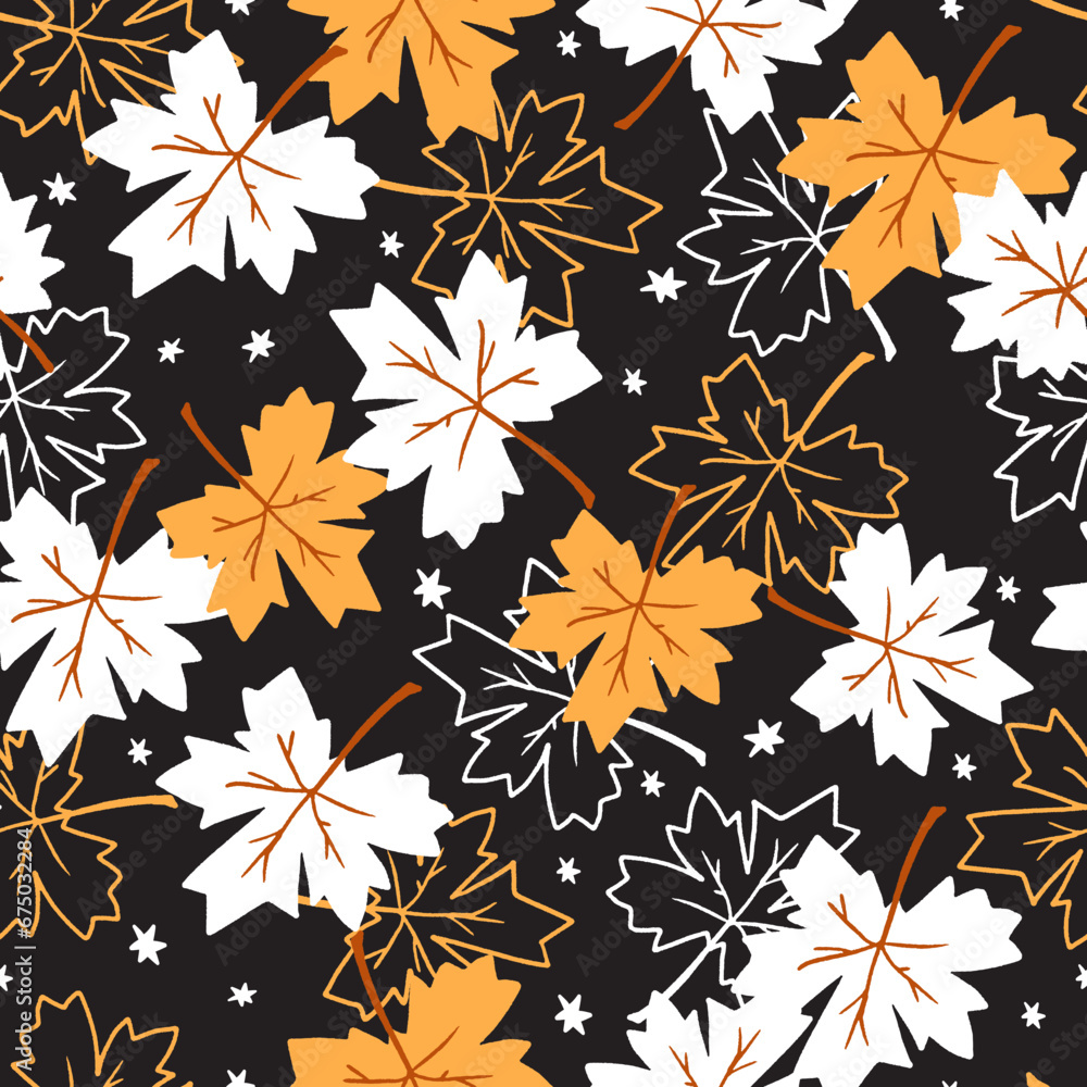 Night Maple Seasonal Serenity Vector Pattern Night Maple Seasonal Serenity Vector Pattern