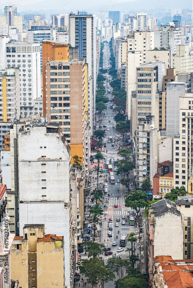 Fototapeta premium Aerial view of buildings in the city center of Sao Paulo - Brazil.