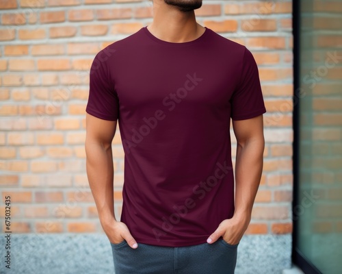 Sleek and Stylish: The Captivating Maroon-Colored Cotton Attire on a Slim Man