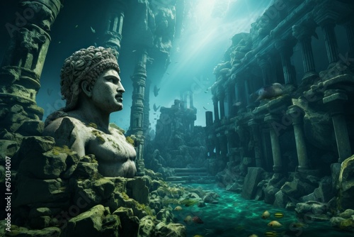 Legendary Atlantis. The sunken continent of an ancient highly developed civilization. Underwater historical discoveries © top images