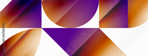 Serene gradient template. Circles and triangles mingle in minimalist perfection. Gentle fusion of forms and hues creates balanced yet captivating backdrop, embodying modern sophistication