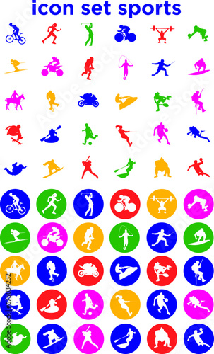 set icons for sports, design circle concept, multicolor, flat icon design vector eps 10