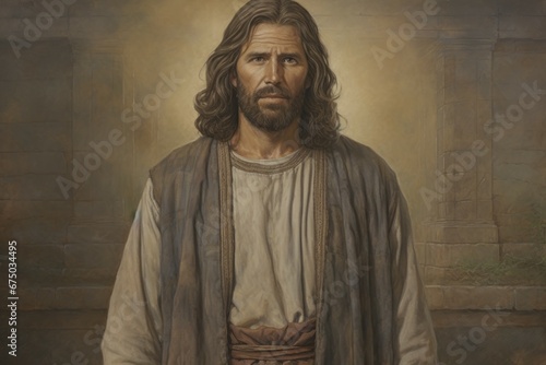 Jesus Christ as a historical figure. Portrait with selective focus and copy space